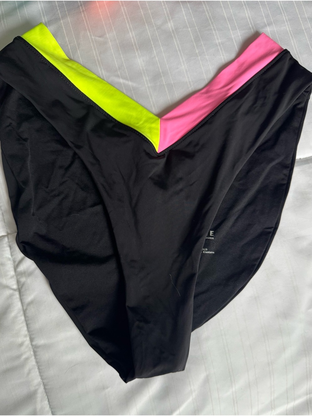 OneOne Swim women’s medium V-Front Bikini Bottoms black pink yellow